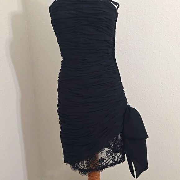 Victor Costa, Vintage 80s Designer  Strapless Prom Dress Black 6 - Picture 1 of 10
